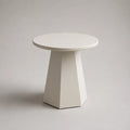 Table d’appoint ronde en MDF blanc mat, Ø 45 × H 50 cm, pied central