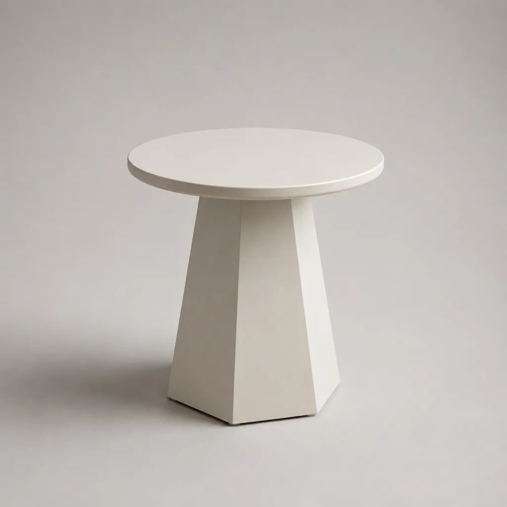 Table d’appoint ronde en MDF blanc mat, Ø 45 × H 50 cm, pied central