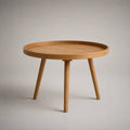 Table d’appoint ronde en chêne massif et panneau plaqué chêne, marron clair, Ø 60 × H 50 cm
