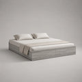 Lit plateforme 160 x 200 cm en bois avec 6 tiroirs, chêne gris, 206 x 166 x 40 cm